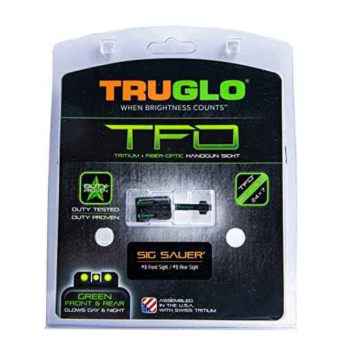 Truglo TFO Tritium & Fiber-Optic Handgun Sight, Durable Compact High-Visible Front & Rear Night Sight Set, Compatible with Sig Sauer Handguns