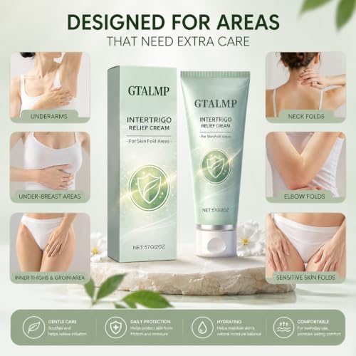 Intertrigo Relief Cream 1pc with Zinc Oxide & Undecylenic Acid for Sensitive Skin