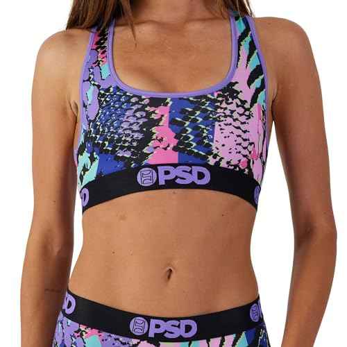PSD Womens Sports Bra ? Wild Trip 3-Pack, Comfortable Medium Support Sports Bras for Women Pack, Womens Racerback Sports Bras Multipack, Medium