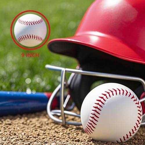 2 Pack Blank 9 Inch Baseballs with Cork Core - Autograph Friendly Training Balls - Hard 6-Pack Variation