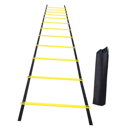 Vaveren Football Agility Ladder Speed Ladder Portable Stairs Fitness Training Jumping Hurdles with Storage Bag Outdoor Sports Folding, 6 Meters 12 Sections