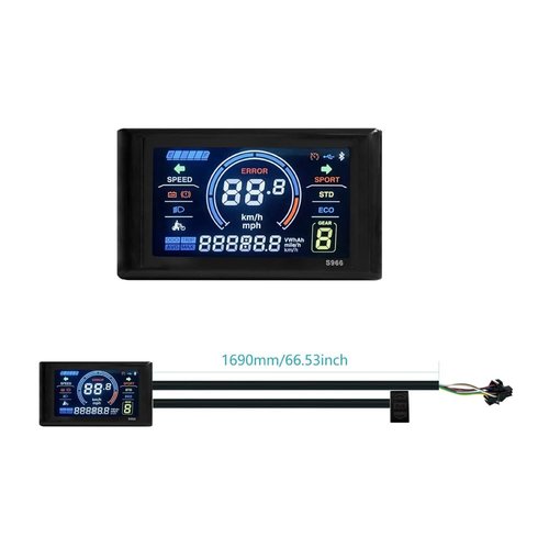 Ruitutedianzi Electric Bike Display 24V-72V Waterproof LCD Display S966 Electric Bike Controller Panel Dashboard,SM Connector Easy to Use