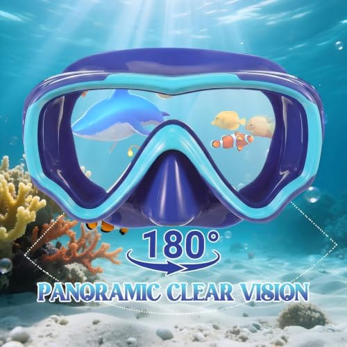 Kids Swim Goggles with Nose Cover - Ocean Blue & Watermelon Red, 2 Pack