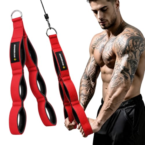 Multi-Grip Tricep Rope Cable Attachment for Gym - Red, 24 Inch