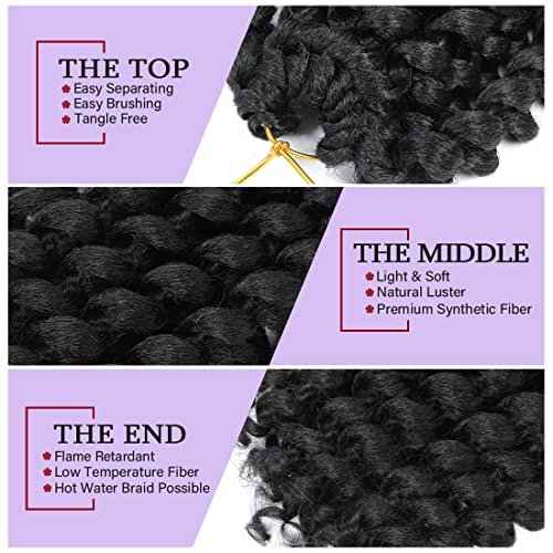 12inch Jamaican Bounce Crochet Hair For Black Women 4packs 72 Roots Natural Black Jumpy Wand Curls Crochet Hair Short Pre Looped Curly Hair (12inch (pack of 4), 1B)