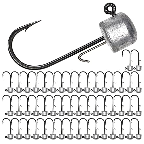 50 Pcs Ned Rig Jig Heads 1/8oz Fishing Hook Set for Soft Lures - UperUper