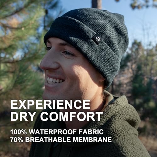 DexShell Waterproof Beanie for Men & Women, Windproof Thermal Winter Hat with Fleece Liner, Cuffed Knit Cap for Cold Weather
