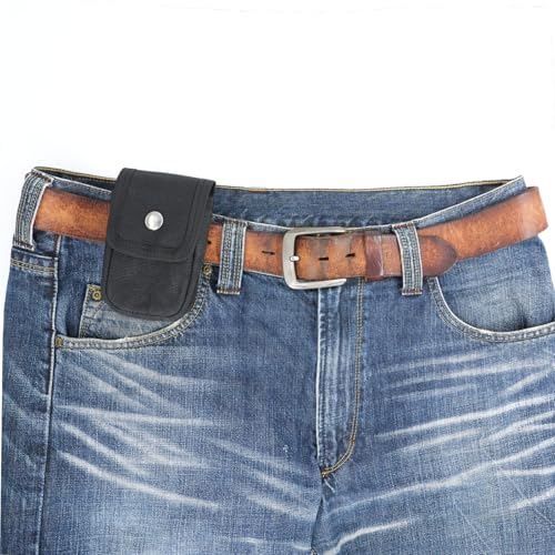 Small EDC Belt Pouch with Snap Closure - Waxed Canvas Holster for Hiking Camping Fishing