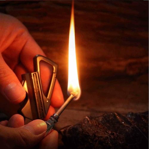 Llavero Encendedor De Acero, Flint and Steel Fire Starter, Fire Starter Survival Tool, Keychain Lighter Match Strike, Portable Waterproof Starters, Stylish and Functional Alloy Keychain(1pc*Black)