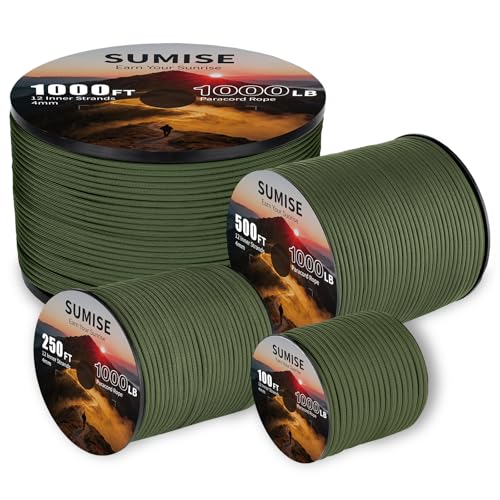 Army Green Paracord Rope 1000lb, 5/32 in(4mm), 12 Strand, 100ft
