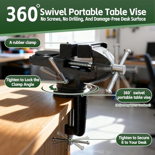 Golf Regripping Kit with Fixed Table Vise, Tape, Solvent & Tools - Rotating