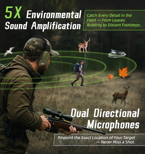PROHEAR Digital Electronic Shooting Ear Protection 5X Sound Amplification, 23dB Noise Reduction, Green - Low Profile