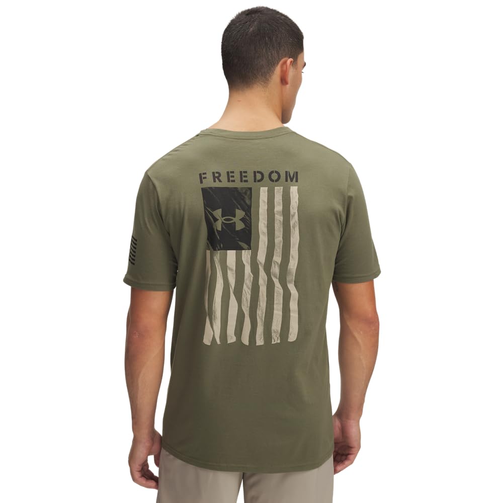 Under Armour Men's Freedom Flag Short Sleeve T Shirt, (390) Marine OD Green / / Desert Sand, Large Tall