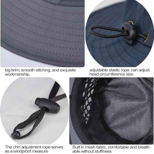 Fishing Hat, UPF50+ Wide Brim Sun Hat for Men Women, UV Protection Hiking Beach Bucket Hats Summer Safari Hat