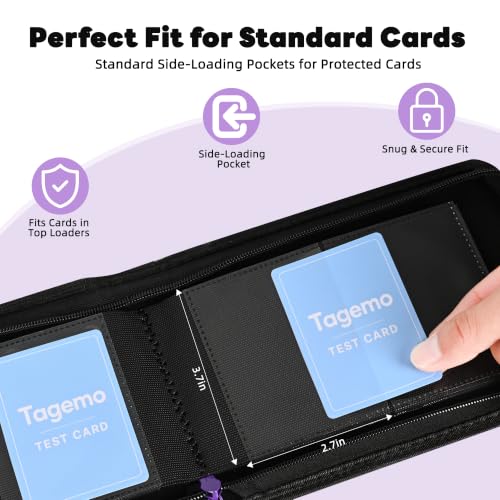 Purple 2-Pocket Mini Card Binder - Small Trading Card Album with Zipper