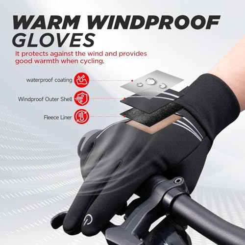 Winter Gloves Men Women, Warm Thermal Windproof Touchscreen Non-Slip,for Cycling Driving Running Hiking