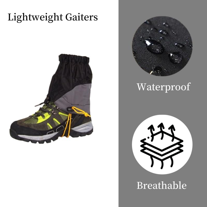 Jwelesy Gators for Hiking Boots and Shoes Waterproof Adjustable Lightweight Leg Gaiters for Men Women Gaiters for Snowshoeing