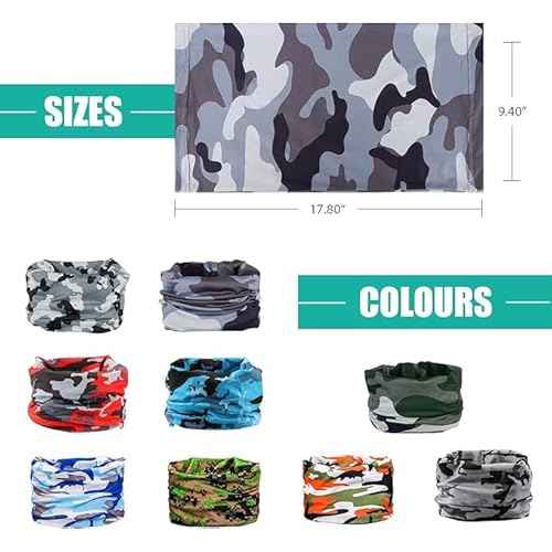 Sun Protection Face Mask Neck Gaiter - 9 Pack Breathable UV Protection Scarf for Men & Women, Hiking, Cycling, Fishing
