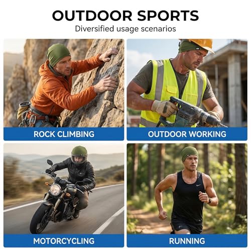 Longlong 2 Pack Summer Cooling Beanies - Breathable Skull Caps for Big Heads, Black & Army Green
