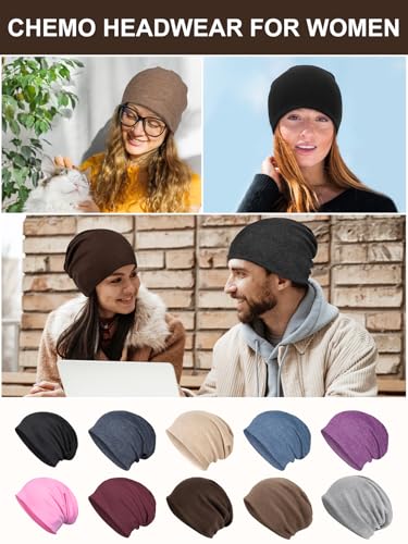 Large Grey Coffee Cotton Slouchy Beanie Hat for Women & Men