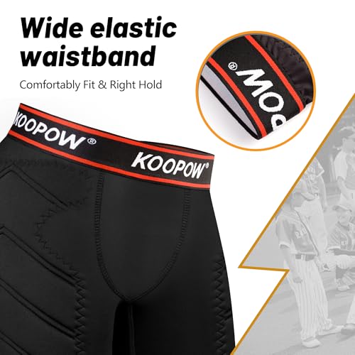 Youth Boys Padded Compression Sliding Shorts with Soft Cup & Pocket