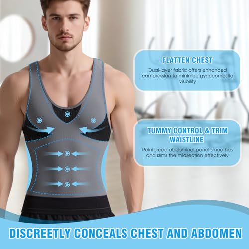Men's Compression Tank Top Slim Fit Workout Shirt for Gym & Fitness - Large Black