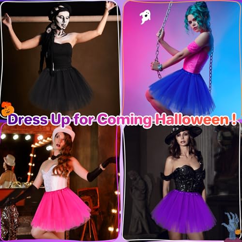 Pink 5-Layer Tulle Skirt for Women Adults Fluffy Halloween Costume - 15.7"