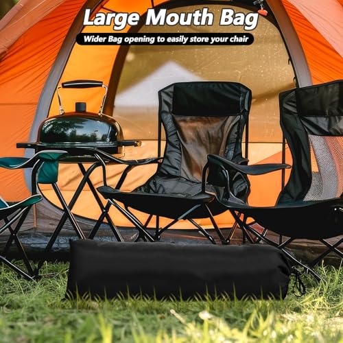 Heavy Duty Camping Chair Replacement Bag - 43.3x13.7 Inches with Adjustable Shoulder Strap (Black) - 2 Pack