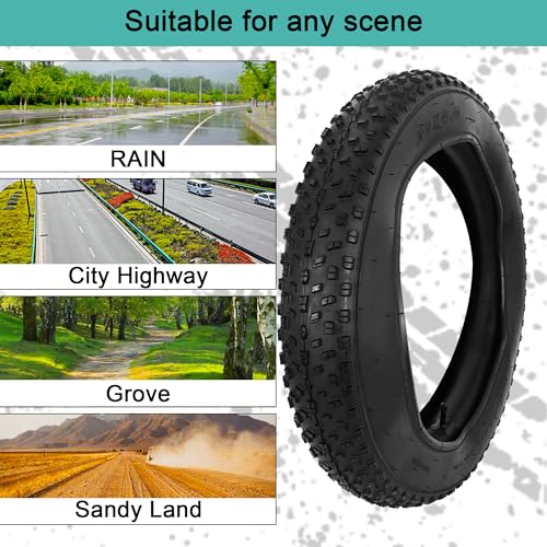 20x4.0/20x3.0 Foldable Fat Bike Tire and Inner Tube Set - Black 1 Pack