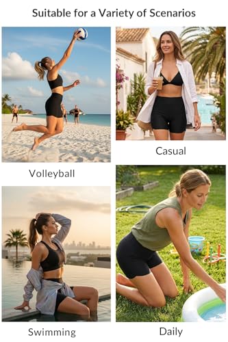 Women’s High Waisted Swim Shorts Tummy Control Bathing Suit Bottoms - Small Black