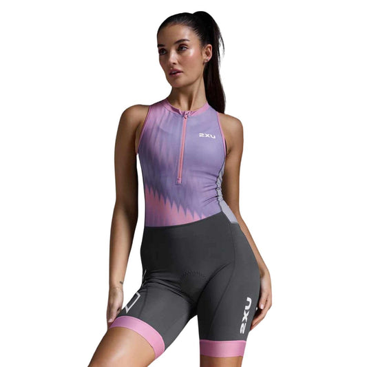 2XU Women's Core Tri Suit (Standard, Digital Lilac/Turbulence, X-Large)