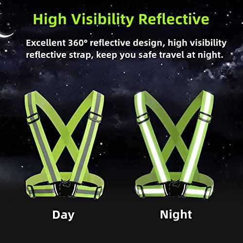 Reflective Strap Safety Vest Gear - 2-10 Pack Adjustable High Visible Reflective Running Gear for Women Men Night
