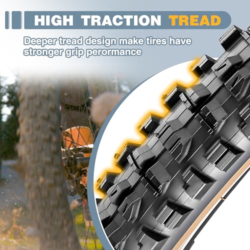 27.5 Inch MTB Bike Tire 2.3 Wide Brown Wall Folding Bead Replacement - 27.5 x 2.3