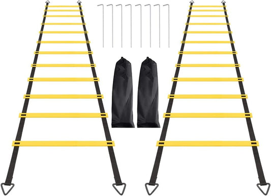 1/2/4 Pack 12 Rungs Agility Ladder Set, Training Ladder with Steel Stakes and Carry Bag for Soccer, Speed Fitness Feet Training