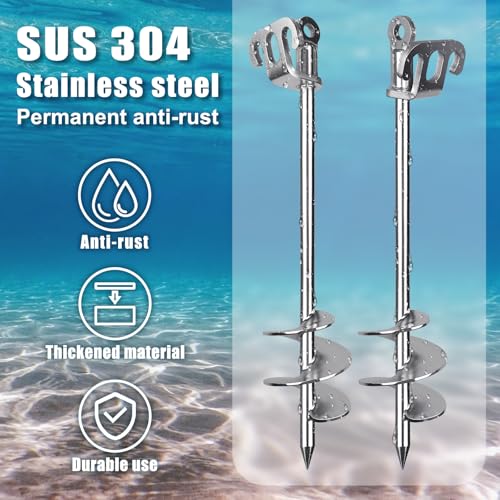 36-Inch Stainless Steel Sand Anchor for Boat - Shallow Water Docking - Includes T-Handle (Not Include Rope)