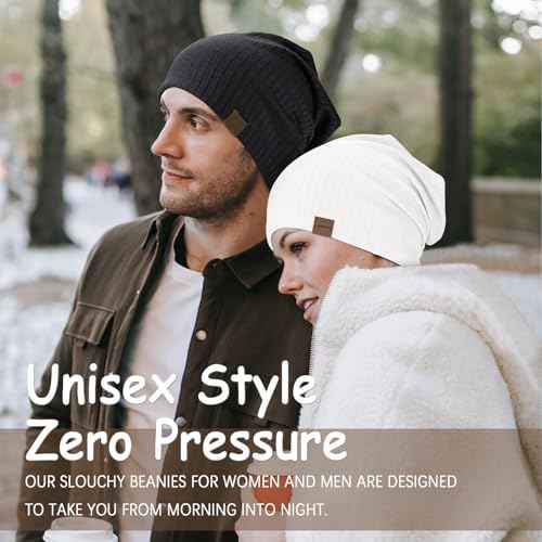 Slouchy Beanie for Men Women Soft Lightweight Running Beanie Hat Chemo Cap Skull Cap