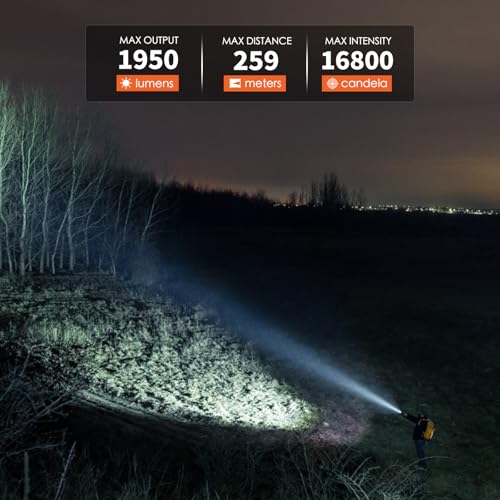 ThruNite TN12 V6 Rechargeable Tactical Flashlight Black Cool White - 1950 Lumens, 259m Beam, USB-C, Waterproof, Pocket EDC