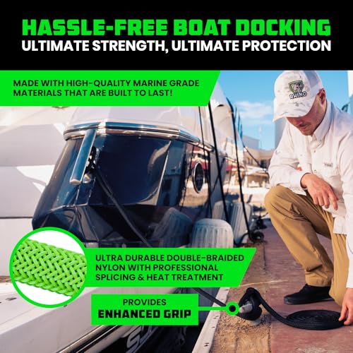 Black 5/8" x 16' Dock Lines - Durable Boat Docking Rope, Marine Rope