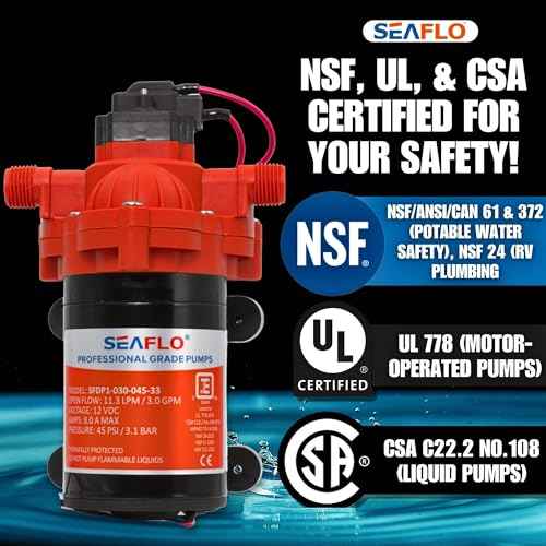 SEAFLO 33 Series 12V DC RV/Camper/Boat/Off-Grid Fresh Water Pressure Pump ?12V, 3.0 GPM, 45 PSI, On Demand Self-Priming, Built-In Pressure Switch - NSF, CE & Rohs Certified, UL Listed, 4-Year Warranty