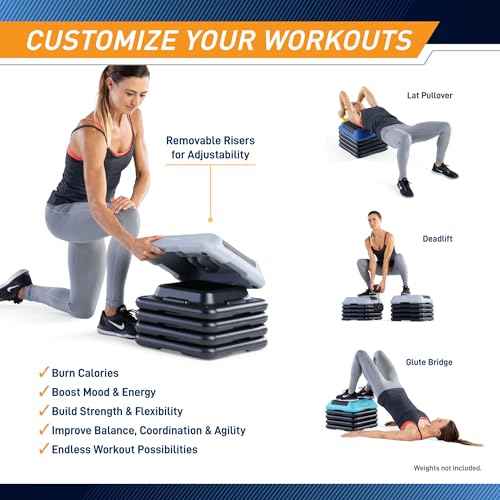 Circuit Fitness by Marcy 16 x 16 inches Adjustable Height Aerobic Step Platform with Adjustable Risers, Non-Slip Rubber Surface, Home Exercise Fitness Training, Multiple Color Options