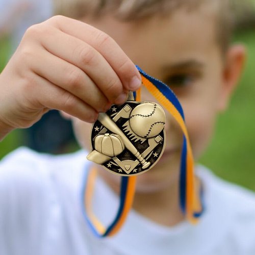 Baseball Medals 10 Pack, 2" Gold Baseball T-Ball Softball Team Medal Awards