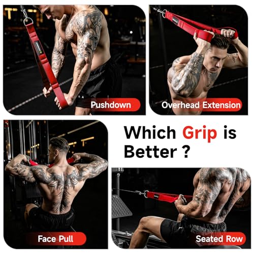 Multi-Grip Tricep Rope Cable Attachment for Gym - Red, 24 Inch
