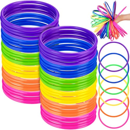 4.7 Inch Plastic Ring Toss Rings Set - 48 Colorful Carnival Game Rings