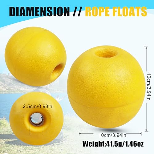 4 Pcs Marine Rope Floats Buoy Marker for Crab Traps & Kayak, 3.94 x 3.94 In Yellow