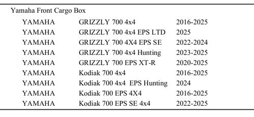 YAMAHA Front Cargo Box B16-F83P0-V0-00 Compatible with Grizzly/Kodiak 700 2016-2025
