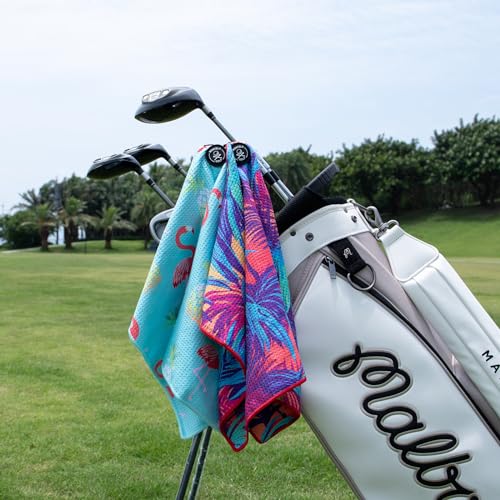 Magnetic Golf Towel for Golf Bags - Colorful Microfiber Waffle Pattern with Clip