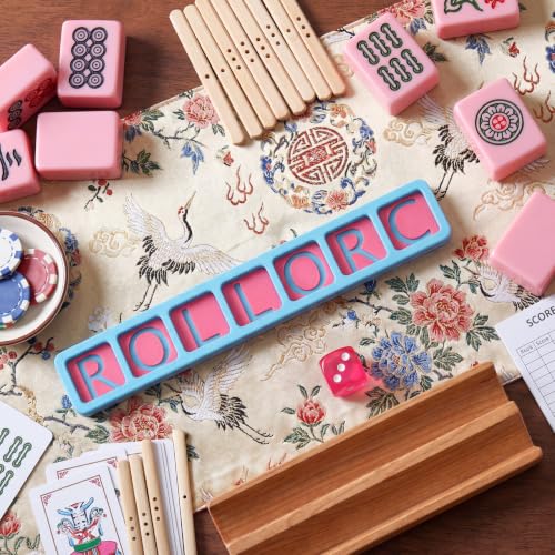 Mahjong Charleston Tracker with Die - Blue and Pink, Portable Mahjong Tool for Card Passing Sequence - Variation 1