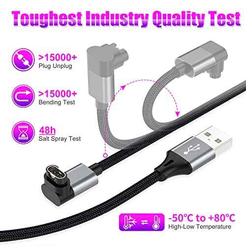 AGVEE 2 Pack 3.3ft Charger Cable for Garmin Watch, L-Shape Braided Charging Cord for Fenix, Forerunner, Vivoactive, Instinct, Venu, Tactix, Approach, D2, Quatix Series, Dark Gray