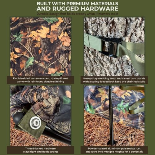 Camo Hammock Chair for Hunting, Portable Tree Seat for Deer Stand - Forest Camo