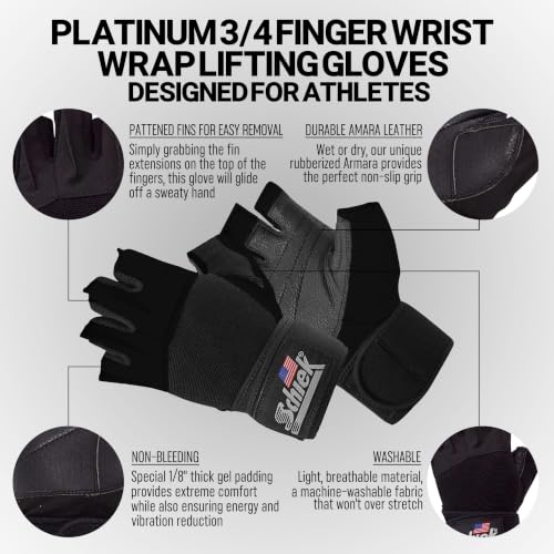 Large Platinum Lifting Gloves with Grip & Wrist Support for Gym Workouts